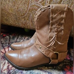 Bandits Made In Brazil Tan Leather Cowboy Booties Size 7